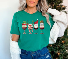 Christmas Wine Shirt, Christmas Spirit Shirt, Wine Lover Gift, Christmas Wine Glasses Shirt, Santa Red Wine Tshirt, Xmas Tee, Christmas Gift