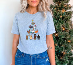 Chicken Christmas Tree Shirt, Cute Chickens Farm Animals Tshirt, Funny Farmer Shirts, Animal Lover Gift Winter Clothing, Xmas Crewneck Gifts