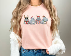 Christmas Hippopotamus Shirt, Retro Hippo Christmas Light Shirt, Funny Christmas Shirt, Hippo Gift, Christmas Animal Shirt, Christmas Gift