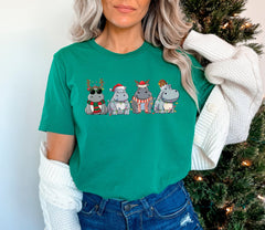 Christmas Hippopotamus Shirt, Retro Hippo Christmas Light Shirt, Funny Christmas Shirt, Hippo Gift, Christmas Animal Shirt, Christmas Gift