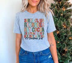 Santa Claus Reindeer Hot Cocoa Shirt, Christmas Lights T-Shirt, Santa Tee, Christmas Vibes Shirt, Santa Claus, Winter Clothing, Xmas Gifts