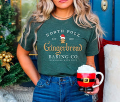 North Pole Gingerbread Baking Co Shirt, Gingerbread Shirt, Christmas Cookie Shirt, Handmade Clothing, Retro Christmas Shirt, Christmas Gifts