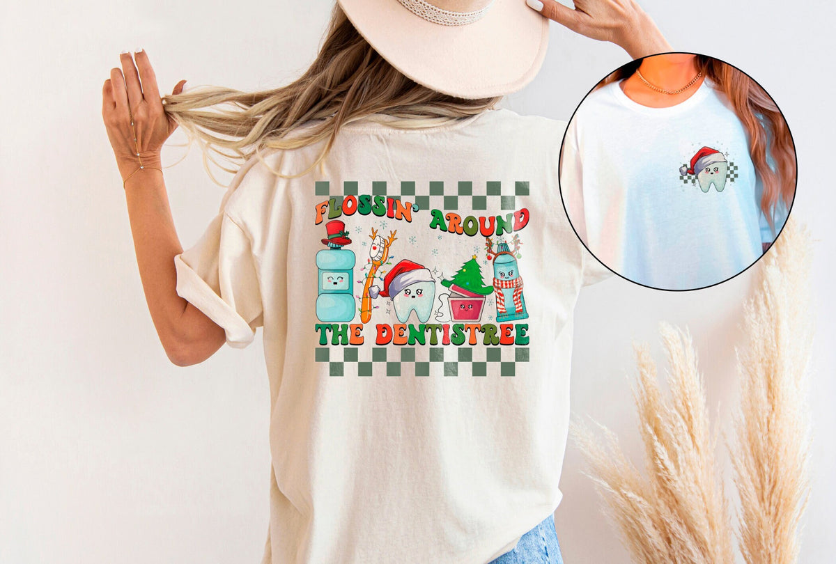 Flossing Around The Dentistree Shirt, Christmas Dentist Shirt, Dentistry Christmas Tshirt, Dental Christmas Shirt, Xmas Dental Hygiene Gifts
