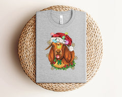 Funny Goat Santa Hat Shirt, Goat Christmas Shirt, Funny Animal Shirt, Christmas Farm Animals, Farm Girl Shirt, Xmas, Farmer Christmas Gift