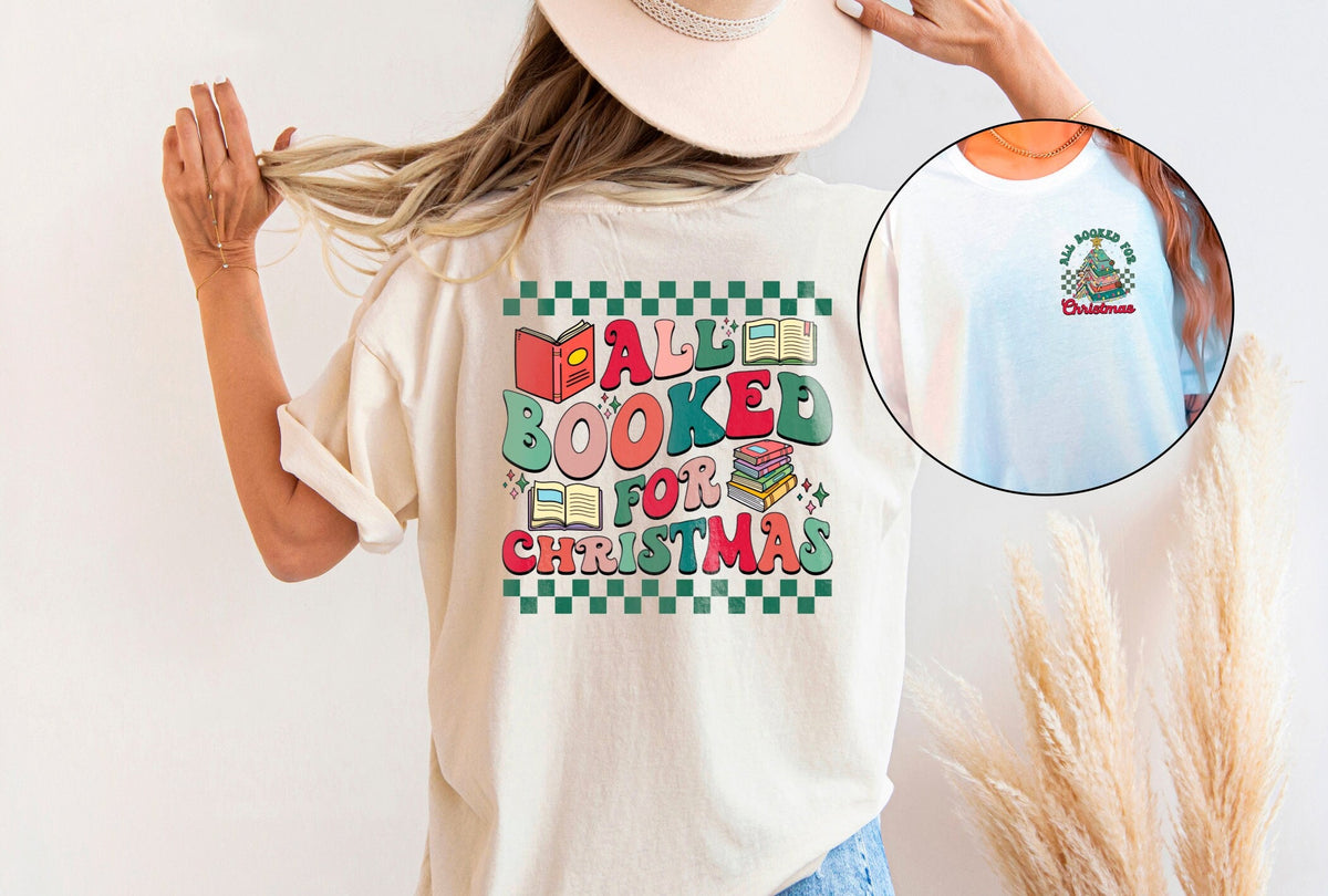 All Booked For Christmas Shirt, Book Tree Christmas Shirt, Groovy Christmas Shirt, Bookish Shirt, Librarian Christmas Shirt, Book Lover Gift