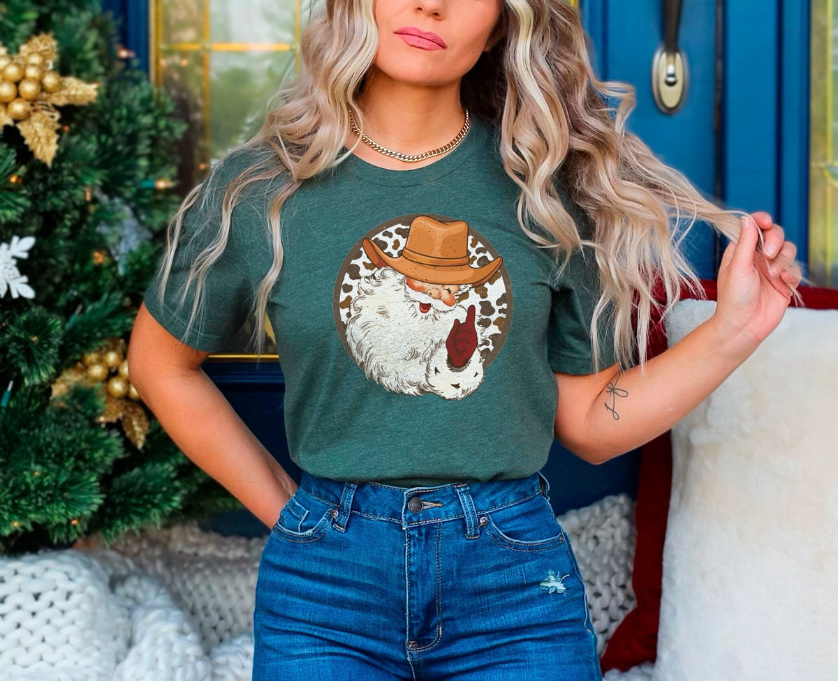 Cowboy Santa Christmas Shirt, Retro Santa Shirt, Western Christmas Shirt, Xmas, Cute Christmas Shirt, Cowgirl Christmas Tee, Christmas Gifts