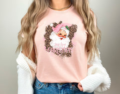 Pink Santa Merry Christmas Shirt, Pink Santa Hat Shirt, Cute Christmas Shirt, Retro Santa Shirt, Holiday Tshirts, Christmas Gift For Her
