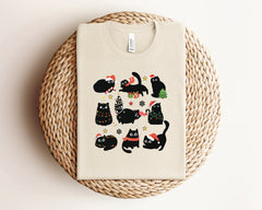 Christmas Black Cat Shirt, Cute Christmas Shirt, Cat Mom Shirt, Black Cat Gifts, Christmas Animal Shirt, Cat Lover, Christmas Gift For Her