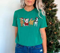 Christmas Farm Animals Shirt, Cute Christmas Shirt, Highland Cow Pig Chicken Tshirt, Funny Christmas Shirt, Holiday Shirts, Christmas Gift