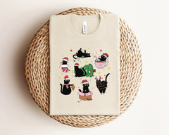 Christmas Black Cat Shirt, Cat Lover Tshirt, Cat Mom Shirt, Xmas, Cat Shirts, Cute Christmas Shirt, Cats Christmas Shirt, Christmas Gift