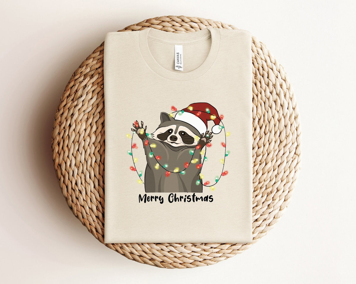 Christmas Raccoon Shirt, Funny Christmas Shirt, Christmas Crewneck, Xmas, Merry Christmas Shirt, Christmas Animal Shirt, Christmas Gift