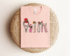 Manicure Set Christmas Lights Shirt, Nail Technician Christmas Shirt, Manicurist Shirt, Nail Tech Gifts, Nail Stylist Shirt, Gift For Her