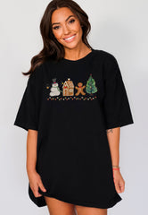 Christmas Snowman Gingerbread House Tree Shirt, Cute Christmas Shirt, Xmas, Vintage Christmas, Christmas Lights Shirt, Christmas Gift Women