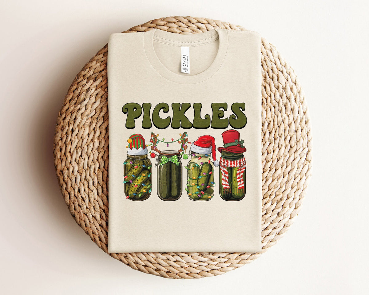 Christmas Pickles Shirt, Funny Christmas Shirt, Pickle Lover Tshirt, Pickles Shirt, Vintage Christmas, Holiday Tshirts, Pickle Gifts
