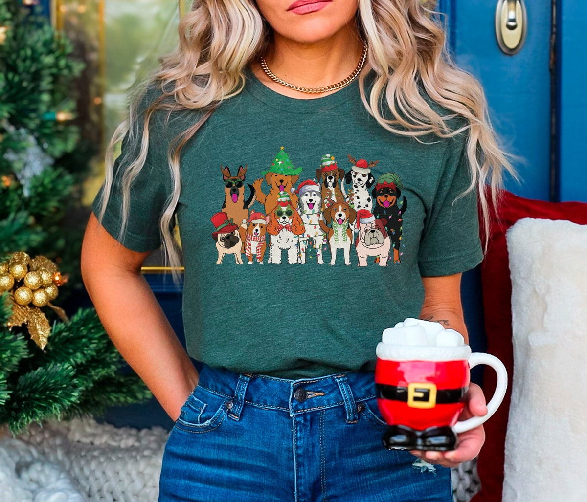 Christmas Dogs Shirt, Dog Lover Tshirt, Christmas Animal Shirt, Xmas, Funny Christmas Shirt, Dog Mom, Cute Christmas Shirt, Christmas Gift
