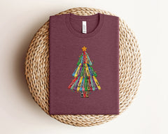 Crayon Christmas Tree Shirt, Prek Teacher Christmas Shirt, Retro Crayons Christmas Lights, Womens Xmas, Kindergarten Teacher Christmas Gifts