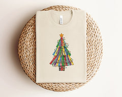 Crayon Christmas Tree Shirt, Prek Teacher Christmas Shirt, Retro Crayons Christmas Lights, Womens Xmas, Kindergarten Teacher Christmas Gifts
