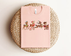 Christmas Reindeer Shirt, Vintage Deer Shirt, Christmas Animal Shirt, Retro Reindeer Shirt, Xmas Crewneck, Holiday Tshirts, Christmas Gifts