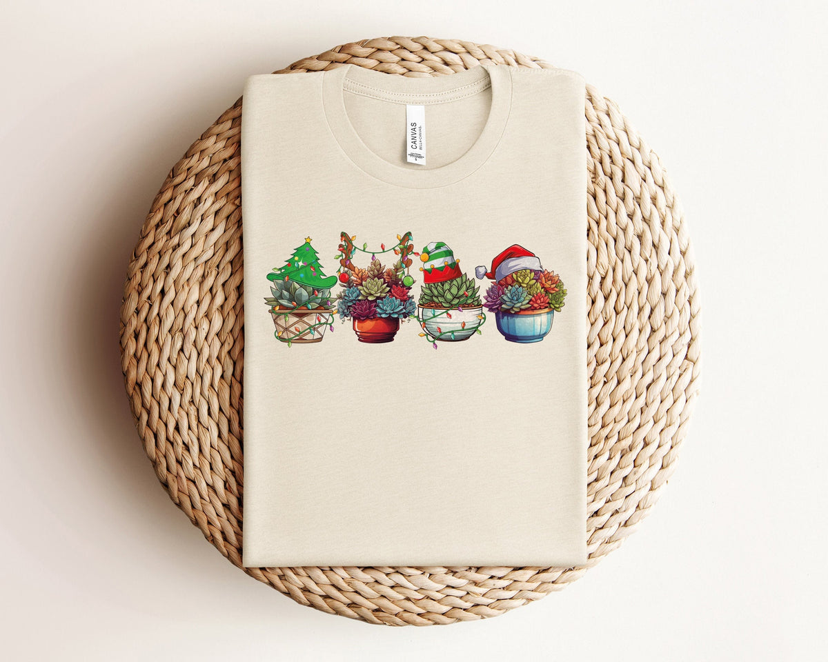 Christmas Cactus Shirt, Plant Mom Xmas Shirt, Succulent Christmas Lights Tee, Cactus Lover Gift, Southern Christmas Tshirt, Plant Mom Gifts