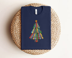 Crayon Christmas Tree Shirt, Prek Teacher Christmas Shirt, Retro Crayons Christmas Lights, Womens Xmas, Kindergarten Teacher Christmas Gifts