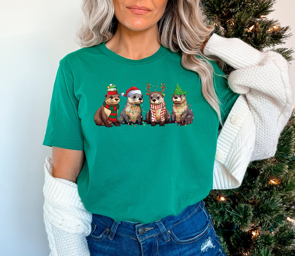 Otters Christmas Shirt, Christmas Animal Shirt, Otter Lover Tshirt, Cute Christmas Shirt, Xmas Sea Animals, Holiday Tshirts, Otter Gifts