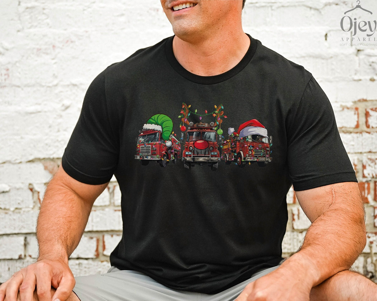 Christmas Fire Truck Shirt, Firefighter Christmas Shirt, Fire Department Gifts, Santa Fire Engine, Retro Christmas, Fireman Christmas Gift