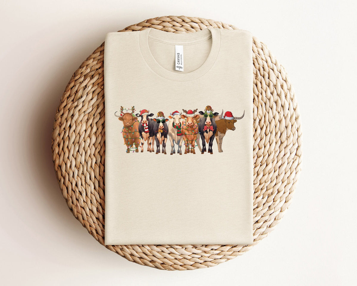 Christmas Cow Shirt, Farm Christmas Shirt, Cow Gifts, Christmas Animal Shirt, Country Christmas, Farm Animals, Farmer Christmas Gift, Xmas
