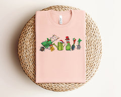 Christmas Gardener Shirt, Gardening Tools Christmas Tshirt, Plant Lover Gift, Xmas Botanical Shirt, Plant Mom Shirt, Gardening Gift For Her