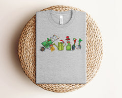 Christmas Gardener Shirt, Gardening Tools Christmas Tshirt, Plant Lover Gift, Xmas Botanical Shirt, Plant Mom Shirt, Gardening Gift For Her