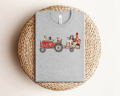 Christmas Tractor Farm Animals Shirt, Cute Christmas Shirt, Farmer Christmas Gift, Animal Lover Tshirt, Farm Life Shirt, Christmas Gifts