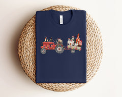 Christmas Tractor Farm Animals Shirt, Cute Christmas Shirt, Farmer Christmas Gift, Animal Lover Tshirt, Farm Life Shirt, Christmas Gifts