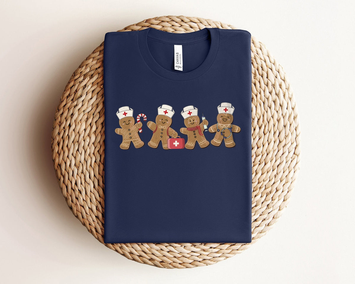 Gingerbread Nurse Christmas Shirt, Cute Christmas Shirt, Christmas Gingerbread Cookie Shirt, Retro Christmas Shirt, Nurse Christmas Gift