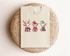 Christmas Pigs Shirt, Cute Christmas Shirt, Christmas Animals Shirt, Pig Gifts, Holiday Tshirts, Womens Christmas Shirt, Animal Lover Gift