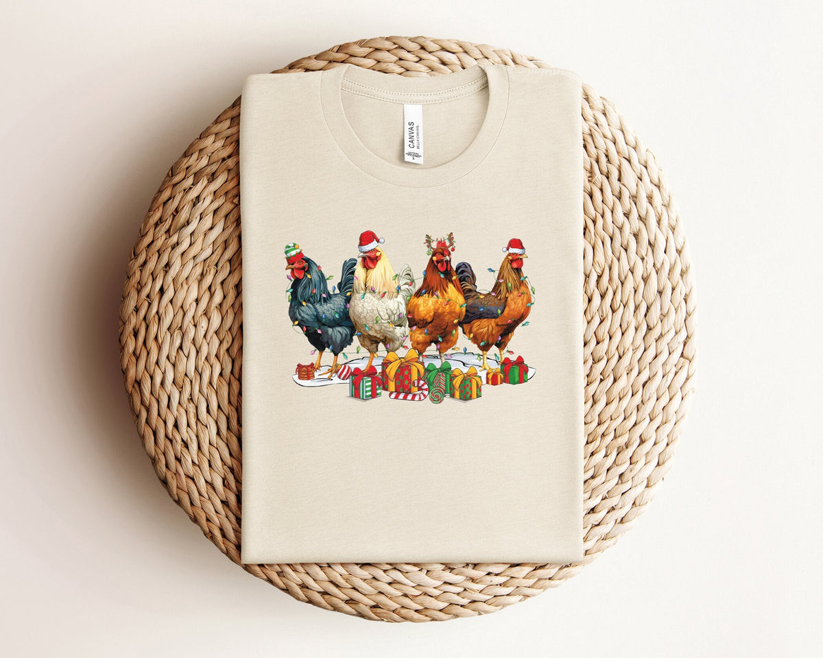 Christmas Chicken Shirt, Funny Christmas Shirt, Cute Farm Animals Shirt, Chicken Gifts, Animal Lover Tshirt, Christmas Animals, Xmas Gifts