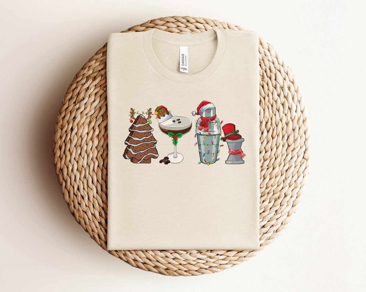 Christmas Cocktails Shirt, Christmas Espresso Martini Shirt, Christmas Tree Cake, Cocktail Lovers, Christmas Party Shirt, Martini Lover Gift