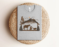 Praying Cowboy Manger Shirt, Religious Western Christmas Cowboy Shirt, Christian Christmas Shirt, Vintage Christian Shirts, Christmas Gifts