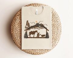 Praying Cowboy Manger Shirt, Religious Western Christmas Cowboy Shirt, Christian Christmas Shirt, Vintage Christian Shirts, Christmas Gifts