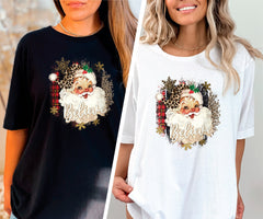 Santa Believe Christmas Shirt, Vintage Santa Shirt, Cute Christmas Shirt, Santa Leopard Hat, Winter Shirt,  Holiday Tshirts, Christmas Gifts