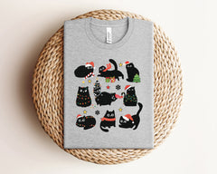 Christmas Black Cat Shirt, Cute Christmas Shirt, Cat Mom Shirt, Black Cat Gifts, Christmas Animal Shirt, Cat Lover, Christmas Gift For Her