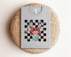 Cute Reindeer Shirt, Reindeer With Bandana Glasses Bubblegum, Christmas Animal Shirt, Retro Christmas, Funny Christmas Shirt, Gift For Kid