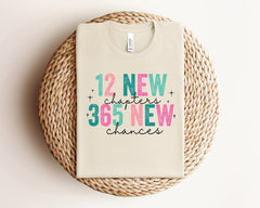12 New Chapters 365 New Chances Shirt, Retro New Years Shirt, 2026 Women's Shirts, Motivational Shirt, Happy New Year Shirt, New Years Gift