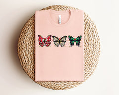 Christmas Butterflies Shirt, Cute Christmas Shirt, Vintage Butterfly Shirt, Womens Christmas Shirt, Holiday Tshirts, Christmas Gift For Her