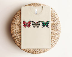 Christmas Butterflies Shirt, Cute Christmas Shirt, Vintage Butterfly Shirt, Womens Christmas Shirt, Holiday Tshirts, Christmas Gift For Her