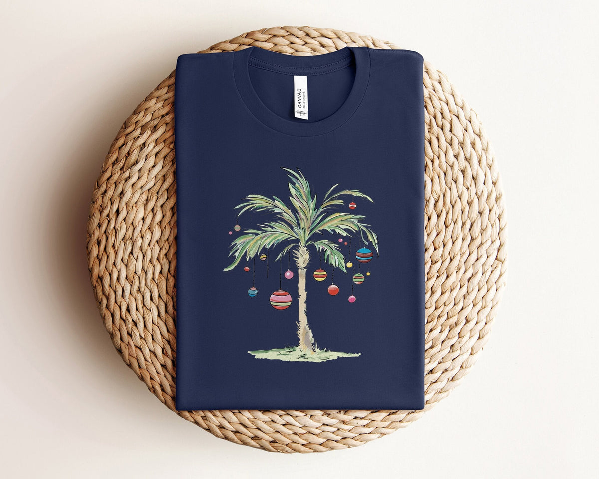 Christmas Palm Tree Shirt, Tropical Christmas Beach Shirt, Hawaiian Christmas Shirt, Florida Christmas Shirts, Aloha Shirt, Christmas Gifts