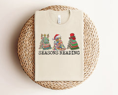 Seasons Reading Christmas Shirt, Christmas Book Tree Shirt, Retro Christmas Season Shirt, Reading Lover Gift, Bookworm Shirt, Christmas Gift