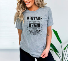Vintage 1974 Shirt, Retro Birthday Shirt, Aged To Perfection 50th Birthday Crewneck, Birthday Year Shirt, 50th Birthday Gift For Grandma