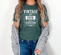 Vintage 1974 Shirt, Retro Birthday Shirt, Aged To Perfection 50th Birthday Crewneck, Birthday Year Shirt, 50th Birthday Gift For Grandma