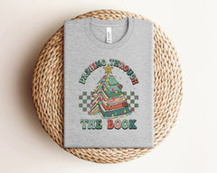 Retro Dashing Through The Book Shirt, Christmas Book Tree Shirt, Reading Lover Gift, Librarian Shirt, Bookworm Shirt, Teacher Christmas Gift