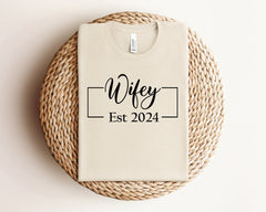 Wifey Hubby Est 2024 Shirts, Honeymoon Shirt, Husband Wife Shirts, Newly Engaged Tshirt, Couple Matching Shirt, Engagement Gift For Bride