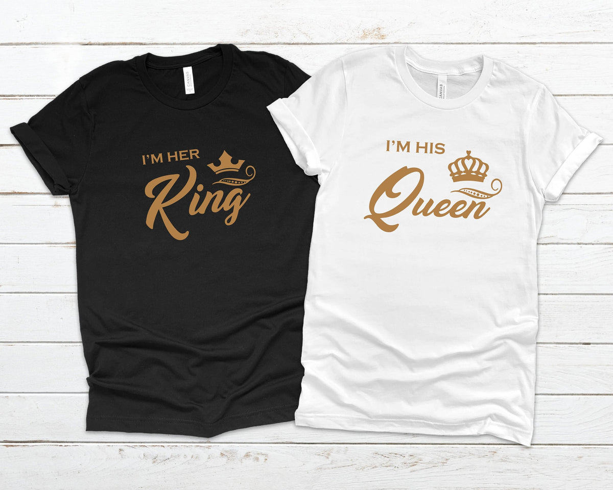 I'm Her King I'm His Queen Shirt, Matching Couples Tees, Newly Married Shirts, Best Couple Shirts, Lovers Tshirts, Valentines Day Gifts